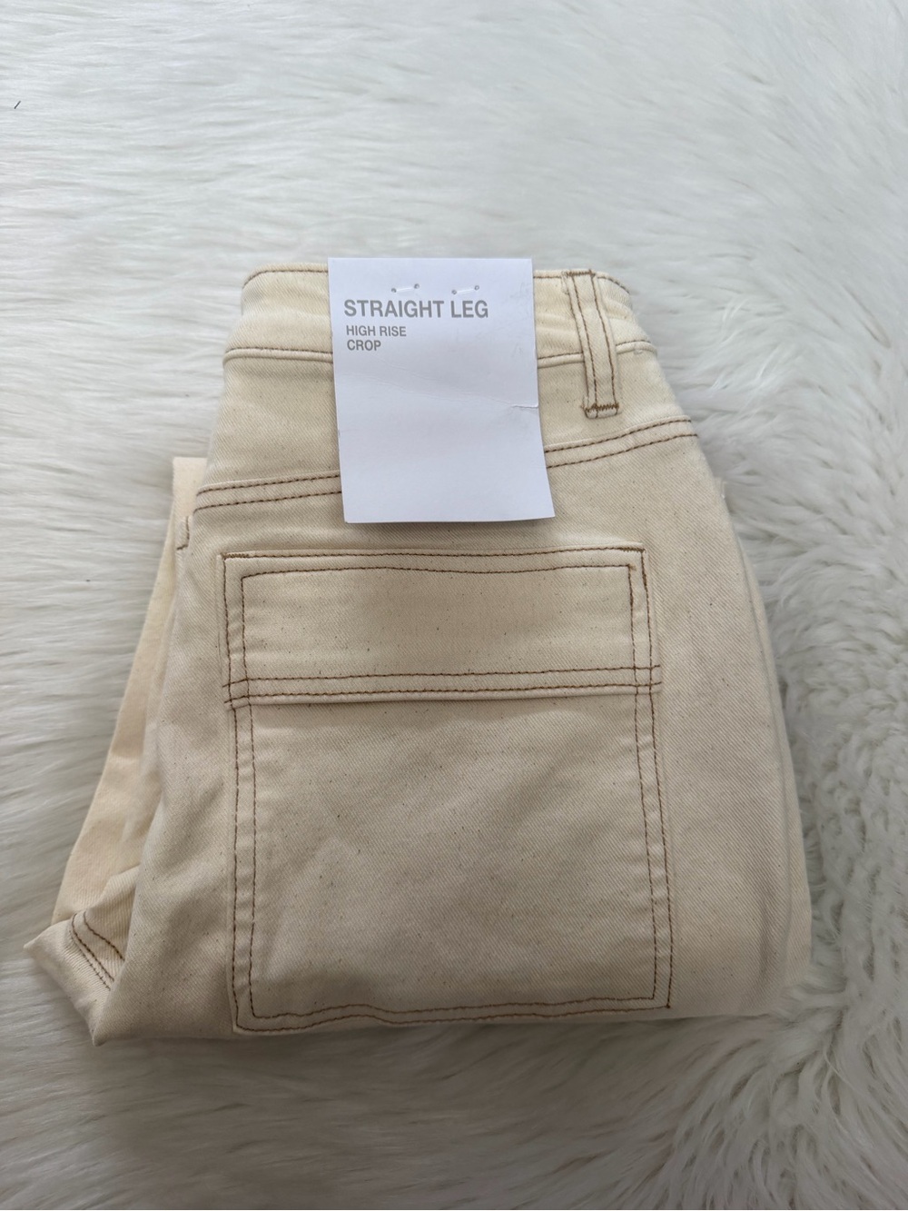Indigo Rein Cream Straight Leg High-Rise Crop Jeans Sz 7/27